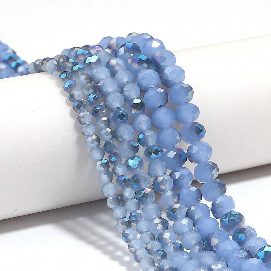 1 件 4 毫米/6 毫米/8 毫米半镀蓝色刻面玻璃水晶珠，时尚经典彩色珠子，适合制作圣诞珠宝、DIY 耳环/手链/脚链/项链、圣诞树/节日/婚礼/窗户/包袋装饰