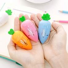 1pc/4pcs Carrot Shaped Single Hole Pencil Sharpener, Cute Carrot Design Manual Pencil Sharpener, Random Color And Style, Cartoon Style Handheld Pencil Sharpener, Suitable For School And Office Use, For Pencils And Cosmetic Pencils, Compact Pencil Sharpener For Students, Desktop Decor Portable Pencil Trimmer, Children's Learning Supplies Prize, Favorite Reward Gift For Boys, Girls, School Supplies