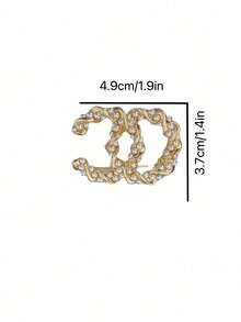 1pc Fashionable Luxury Letter Faux Pearl Brooch, Suitable For Women Occasions - Gold - View 5