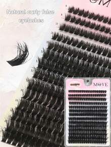 280 Clusters Of D Curled False Eyelashes Russian Cartoon Design Slim 80P Cat-Eye Segmented False Eyelashes 8-16mm Mixed Size Natural Soft Thick And Stylish Suitable For Daily, Party, Stage, Travel Makeup, A Must-Have For Mother's Day, Easter, Thanksgiving, Christmas, Halloween Eye Makeup Suitable For Beginners
