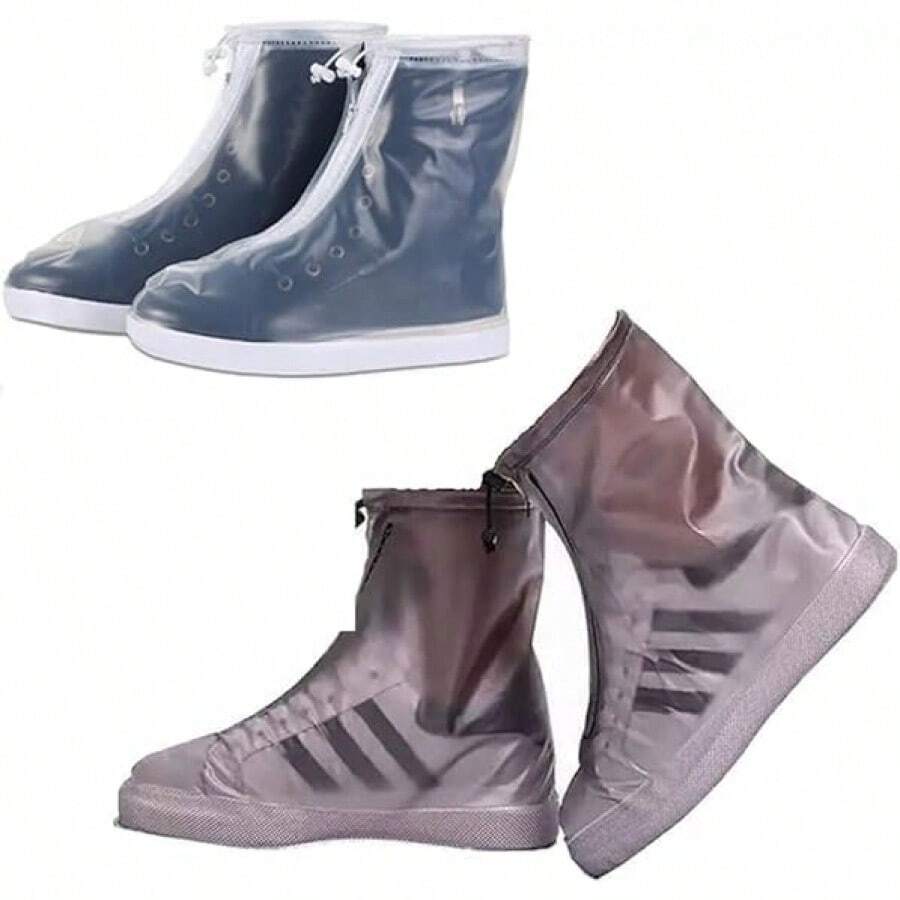 2 Pares Cubre Zapatos Impermeable, Cubiertas para Zapatos Antideslizante Plegabl de Reutilizable, Barro Ducha de Lluvia Contramedida de Lluvia Aplicable a Hombres 41-44 - 1 - Ver 1