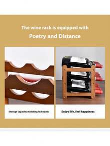 1 pieza Estantería de vino de bambú de 9/12 rejillas, estantería de vino de sobremesa multiusos con ranura ondulada, estantería de almacenamiento de botellas de vino independiente, adecuada para cocina, despensa, bar y bodega