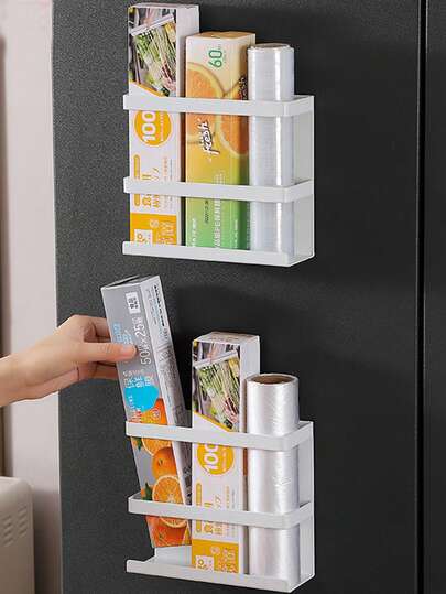 1 قطعة رف تخزين مغناطيسي متعدد الوظائف - سلة تخزين للمطبخ بدون ثقب، يوفر المساحة، رف تخزين مثبت على الحائط للاكسسوارات المطبخ والحمام