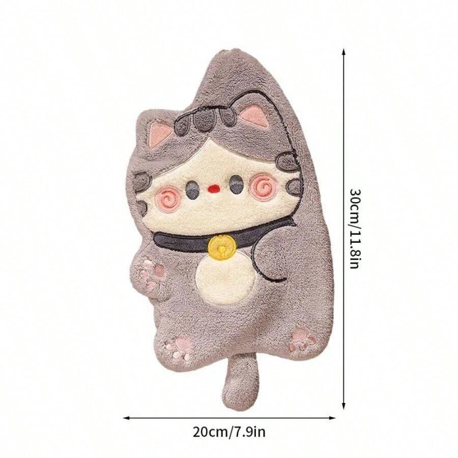 Cute Cat Hand Towel Double-Thickness Hand Towel Quick-Drying Absorbent Kitchen Cleaning Rag Bathroom Hanging Towels Home Supplie - 3 - View 1