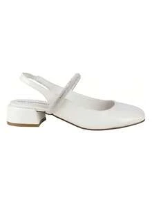 Zapato De Charol Mujer Tacón Bajo  Hielo Sandalias De Mujer Elegantes Y Cómodas Con Tacón Bajo Ideal Para Fiestas Y Eventos Especiales - Blanco - Ver 1