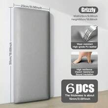 6er-Pack 3D selbstklebende Wandpaneele, 60cm x 30cm, verstärkte stoßfeste Rückwand zum Aufkleben, Kopfteil für Doppelbett, Heimdekoration