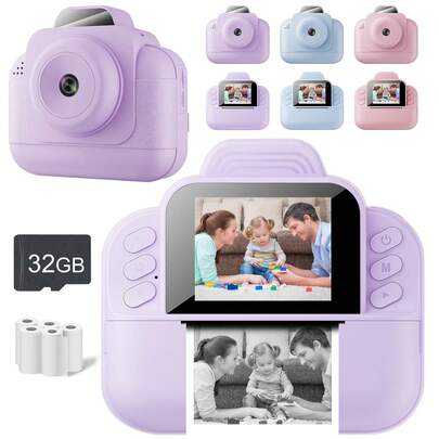 Cámara instantánea para jóvenes creadores - Cámara digital infantil HD 1080P con impresora de fotos integrada, reproductor de música MP3 y 5 juegos educativos - Kit de arte DIY creativo con papel de impresión premium - Diseñado especialmente para edades de 3 a 12+ con materiales para niños - Primera cámara para principiantes para capturar y preservar recuerdos preciosos - Regalo ideal de Navidad y cumpleaños para niños y niñas que aprenden fotografía y expresión creativa, cámara de juguete