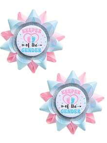1/2 Gender Reveal Party Pins, Boy Or Girl Gender Reveal Party Brooch, Suitable For Baby Shower - Multicolor - View 8
