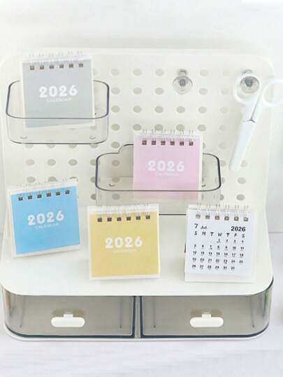 Calendário de mesa 2026 de 1 unidade, livro de calendário de mesa simples e moderno, mini calendário de mesa de desenho animado
