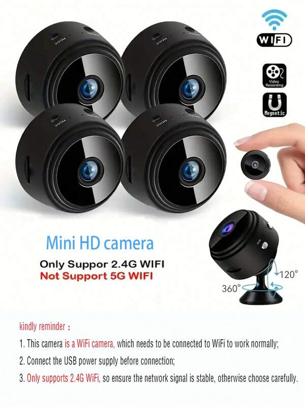1pc/2pcs Mini Camera, Wireless Remote Monitoring Camera, Supports 1080P HD Video, 2.4G WiFi, Wide Angle Monitoring And Remote Viewing, Home Security Surveillance Camera