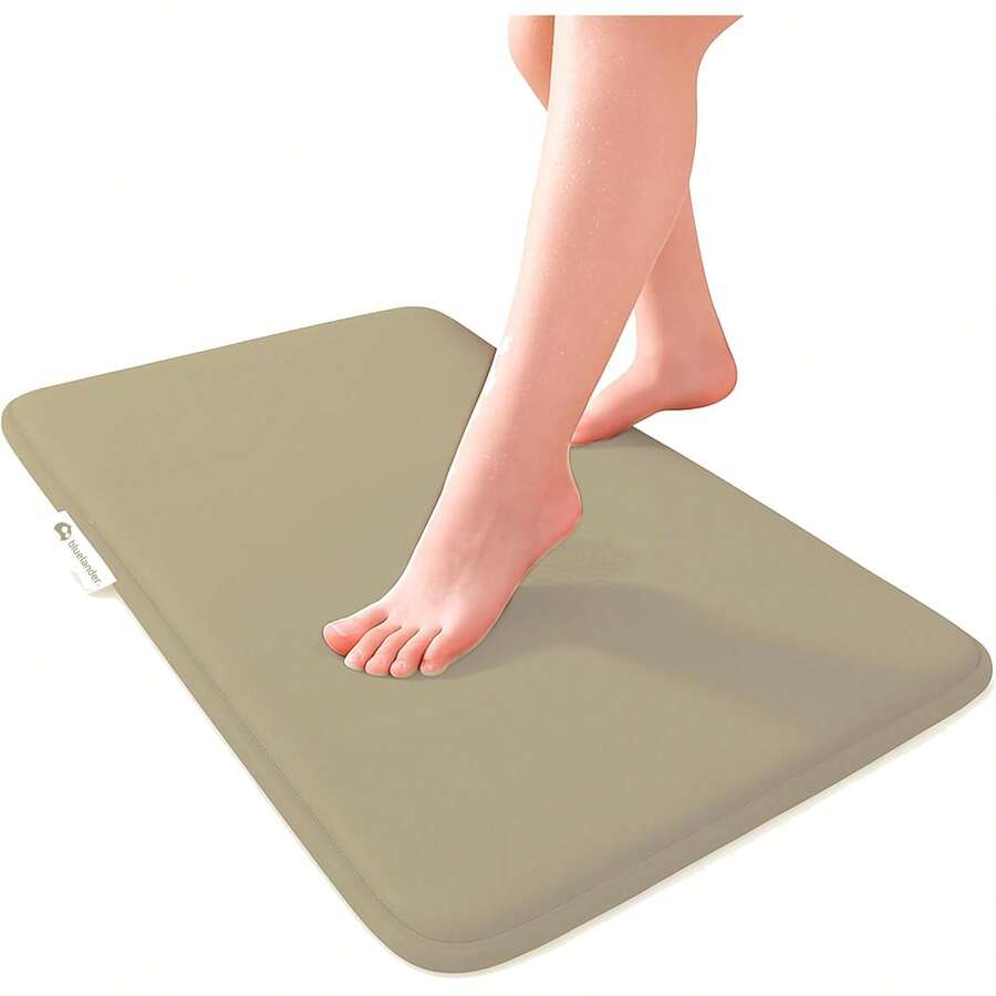 Bluelander Tapete de Baño Antiderrapante Foam, Espuma Viscoelástica Gruesa, Alfombrilla de Baño Antideslizante de Terciopelo, Absorbente y Suave para Todo Hogar (Beige, 1 Pieza) - Beis - Ver 1