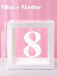 1pc 25cm White Number Transparent Box(Box&Letter), Transparent Balloon Box Gift Box, DIY Free Combination Numbers,Birthday Party Background Decoration Box, 1st Birthday Party Scene Setting Number Box, Babe Shower Decoration, Transparent Balloon Box Gift Box, Gender Reveal Party Decor Balloon Box, Room Decor Balloon Storage Box, Party Background Photography Props, Party Favor