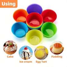 12/ 24pcs Reusable Dopamine Silicone Baking Cups, Suitable For Parties, Family Gatherings, Halloween Home Baking Muffins And Cupcakes, With Easy-To-Demold Baking Molds - Multicolor - View 7