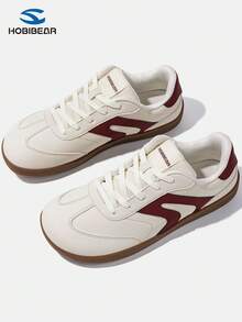 HOBIBEAR 女士休闲运动鞋，舒适透气轻便时尚运动鞋，简约平底运动鞋，适合秋冬季 - 米紅 - 查看 4