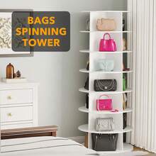 7 Tier Rotating Shoe Rack Tower Spinning Shoe Display Lazy Susan Shoe Organizer - White - View 5