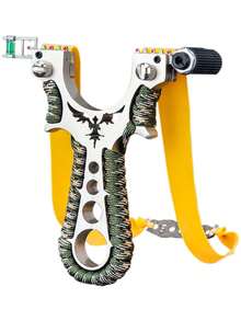 1 Set High Power New Slingshot For Outdoor Hunting, Includes Slingshot And Rubber Bands (Rubber Arrow Color Is Random, No Infrared Sight Included, Please Refer To Actual Received Item)