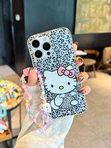Sanrio 1 pieza Funda de teléfono de silicona suave con cordón de Hello Kitty, funda de teléfono antideslizante y resistente a golpes de color rosa elegante, estuche protector premium compatible con iPhone 11 12 13 14 15 16 Pro/Pro Max, 14 Plus, 15 Plus, 16 Plus, serie 17, X, XR, XS Max
