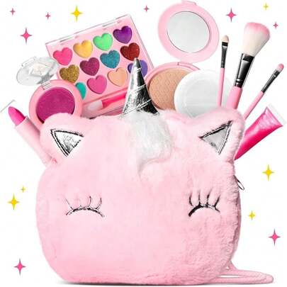 Maquillaje para Niñas-11 pcs, Kit De Maquillaje De Simulación No Tóxico, Set de Maquillaje para Niñas, Juego de Cosméticos de Juguete, Regalos para Niñas, Apto para Niños