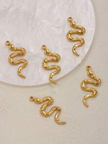 5 piezas Colgante con forma de serpiente, chapado en oro de 18K, acero inoxidable, collar, aretes, joyería de estilo punk, para hombres y mujeres, accesorios de moda DIY para decoración de fiestas