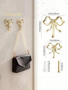 Gold Bowknot Wall Hook, Gold Bowknot Hanger, Brass Bowknot Wall Hook, Door Hook, Towel Hook, Brass Clothing Hook, Suitable For Wedding, Bathroom, Living Room, Kitchen Decor Hanging Hook, Brass Metal Wall Mounted Clothes Rack, Suitable For Living Room And Bathroom, Painted Surface, Easy To Install, Retro Ribbon Design Hook, Suitable For Bedroom And Bathroom, Nordic Retro Clothes Hook, Clothes Hook, Bedroom Porch Bathroom Decor, Solid Brass Bowknot Shaped Wall Hook