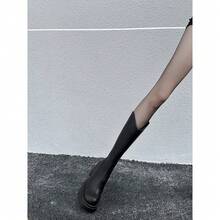 Petites bottes longues pour femmes, nouvelles bottes hautes à semelle épaisse au-dessus du genou, bottes d'équitation à talons hauts amincissants - Noir - Voir 2