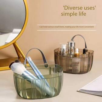 1pc Adhesive-Free, Wall-Mountable Or Tabletop Organizer, Versatile Storage For Bathroom, Vanity, Desk, Kitchen - Holds Cosmetics, Jewelry, Cables, Stationery, Fruits & Veggies, Simplifies Your Life