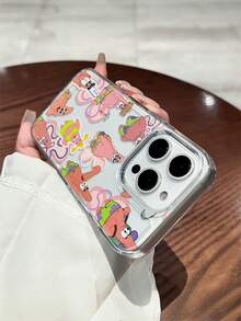 SpongeBob SquarePants 1pc Transparent Space Case Cartoon Flower & Starry Sky Pattern Perforated Anti-Drop Phone Case Protective Cover Compatible With Samsung/Compatible With IPhone 16/15/14/13/12/11 Pro Max/12 Pro/14 Plus And Other Models - Multicolor - View 3
