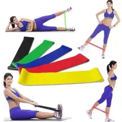 Kit 5 Mini Band Fita Elástica Resistência Academia Exercícios Yoga Musculação Fisioterapia Treino