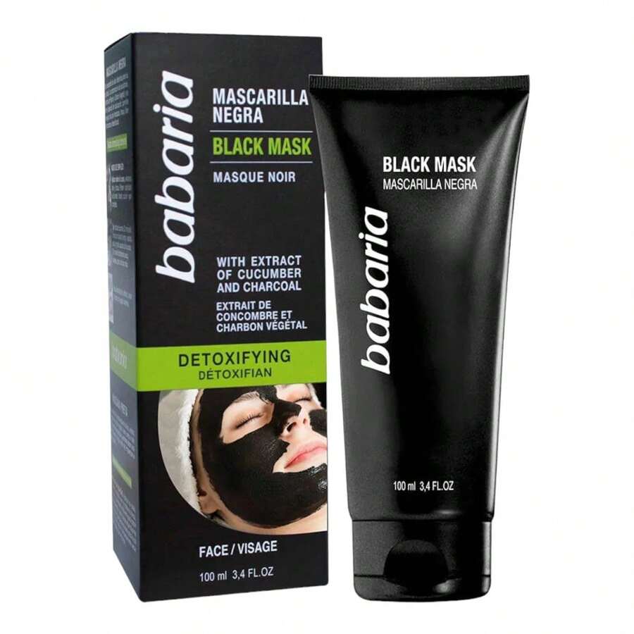 Babaria Mascarilla Negra Black Mask con Estracto de Pepino y Carbón Vegetal para una piel limpia, hidratada y limpia de impurezas  y detoxificada 100 ml  ✅ Entrega de 1-3 días - 100 ml - Ver 1