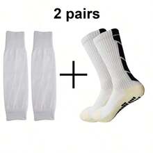 2 paires de chaussettes de sport de football anti-dérapantes multicolores, manches de jambe de course pour protéger efficacement les muscles du mollet contre les blessures - Multicolore - Voir 14