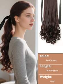 Tóc giả buộc đuôi ngựa bằng sợi tổng hợp, kích thước 14in/18in/22in, thích hợp cho phụ nữ đội trong dịp Giáng sinh và Halloween. - màu nâu - Xem 14