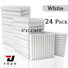 TOUO 三角槽吸音海绵 6-48 块高密度 12 英寸 X 12 英寸 X 1 英寸/2 英寸/3 英寸吸音海绵 8 色音乐工作室声学处理海绵垫隔音家居装饰