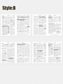 10件英文报纸摄影道具，时尚服装，家居装饰，美食摄影背景，花卉包装纸，氛围装饰 - 彩色 - 查看 8