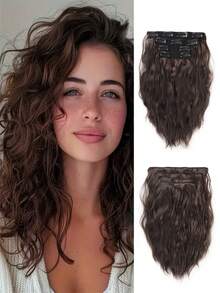 Clip In Hair Extensions 4 PCS/Set 12 Inch Short Water Wave Hair Extension For Women Heat-ResistantSynthetic Hair Extensions Hairpieces