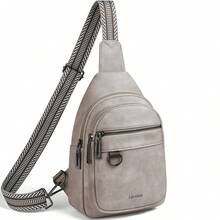 Sling Bag For Women Men Vegan Leather Crossbody Bags Fanny Pack Purse Backpack Over Shoulder Bag Travel Anti Theft,Vacation Essentials&Back-To-School Essentials - 淺灰色 - 查看 3