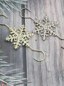 10pcs Metal Christmas Snowflake Hooks - Holiday Tree Ornaments, With Red Bows, Ideal For Holiday Decor, Christmas Tree Decoration - Multicolor - View 2