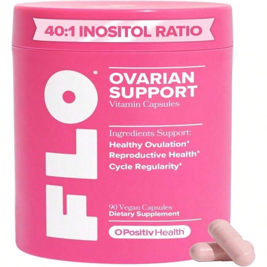 O Positiv FLO Ovarian Health Support - Hormone Balance For Women, Supplement With DIM, Myo &Amp; D-Chiro Inositol, Folic Acid - Supports Healthy Ovulation, Cycle Regularity - 30 Servings - Flavor NameA - 查看 1