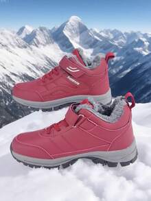 Botas de nieve casuales para otoño/invierno, adolescentes/estudiantes, botas de senderismo, botas de trekking, forro térmico, a prueba de frío, suela antideslizante resistente al desgaste, cierre de gancho y bucle conveniente (logotipo de gancho y bucle asimétrico, entrega aleatoria)