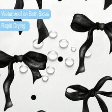 2D Flat, Aesthetic Shower Curtain, Bows Black And White Bow, Cute Black Bow Bathroom Decor, Pretty Coquette Bathroom Decor For Girl Lady - 彩色 - 查看 6
