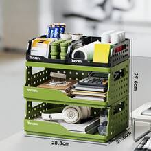 積み重ね可能な収納ボックス、デスクトップ中空収納ラック、穴あきボードオフィス収納および整理ラック、シンプルなデスクトップパーティションオーガナイザー - 赤大*2+白小*2 - チェックする 7
