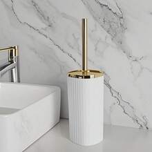 1 pièce Ensemble de brosse de toilette rotative à 360°, brosse de nettoyage de salle de bain à manche extra long anti-corrosion, poils compacts, support économe en espace, multi-fonctions