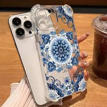 Funda de Teléfono Transparente con Patrón de Porcelana Azul y Blanca Creativa, Nueva, Antigolpes de Cuatro Esquinas para iPhone17,16,15,14,13,12/iPhone16,15,14Plus/iPhone17,16,15,14,13,12Pro/iPhone17,16,15,14,13,12ProMax/iPhone17/para 11/11Pro Accesorios de Teléfono, Adecuada para Regalos de Todas las Estaciones - Colores mixtos - Ver 7