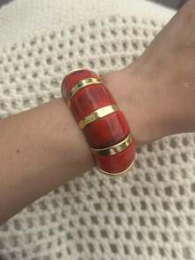 1-3 PCS Bracelet Set Resin Bangle Red White Gold Glossy Chunky Fashion Acrylic Gift For Girlfriend, Holiday Gift, Suitable For Daily Wear, Valentine's Day Gift, Date Wear