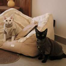 Warme Fleeceweste für Haustiere, Herbst/Winter, Druckknopfverschluss, Retro-Stil, geeignet für Devons, Siam, Cornish Rex, Abessinier Katzen - Aprikosenfarben - Übersicht 4