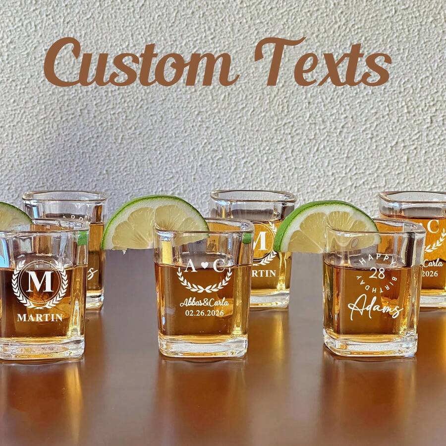 Personalized Mini Whiskey Glass, Groomsman Custom Gift, Laser Engraved Glass Cup, Wedding Party Whiskey Glass, Wedding Favor, Groomsman Gift, Personalized Mini Whiskey Glass, Engraved Groomsman Design, Groom Beer Mug, Wedding Party Engraved Glass, Groomsman Engraved Beer Mug - Transparent - View 1
