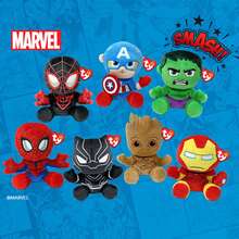 Ty - Colección Marvel, Spiderman, Todos tus superhéroes favoritos en versión flexible, peluche suave para coleccionar, idea de regalo para jóvenes y mayores - 15 cm
