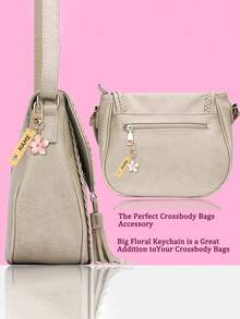 1pc Custom Metal Cherry Blossom Bow Keychain, Lightweight And Elegant Cherry Blossom Design, With Label Accessories, Suitable For Bags, Car Keys, Couples And Holiday Gifts - Multicolor - View 5