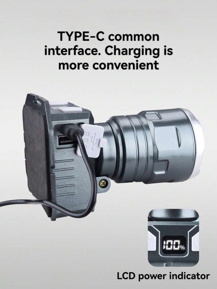 1 件超亮头灯，带运动传感器自动开/关、USB-C 充电、8 种可调节照明模式（亮/暗）、数字电池显示、手机充电、可调节头带 - 适合露营、钓鱼、建筑、阅读 - 非常适合单手任务、户外照明、现代头灯、耐用结构、多模式照明、户外运动爱好者必备 - 多色 - 查看 9