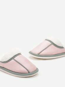Pantoufles en fausse fourrure douce pour femmes, confortables pour l'hiver et décontractées - Rose bonbon - Voir 5