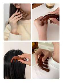 6pcs/Set Wooden Massage Tool Kit With Comb, Wooden Roller Massager, Wooden Scraper, Manual Wooden Meridian & Muscle Massager, Relaxation Small Tools, Suitable For Home And Professional Massage Therapy Institutions - Yellow - View 7